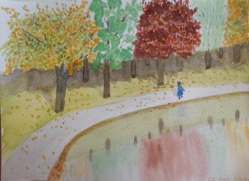 Christine C. Sharlston trees, watercolour.